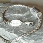 GALAXY for Men - Vintage Silberarmband mit Tierhaarschmuck Perle EquiBead Long S mit Gravurplättchen