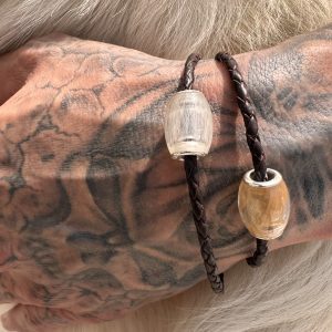 Wickelarmband Leder mit Tierhaar-Beads